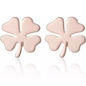 Rose Gold Four Leaf Clover Earring Pair